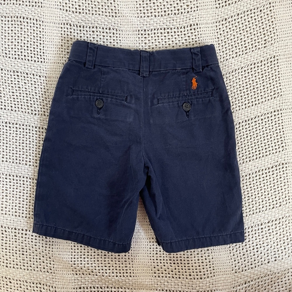 Polo Ralph Lauren Boys Navy Blue Chino Shorts Size 5 Adjustable Waist Cotton